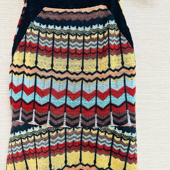 Xhilaration Mini Dress Knit Patterned Boho Black Green Yellow Orange Red Size XS - Picture 5 of 6